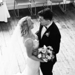 having a quiet moment as bride and groom at the guildhall bury st Edmunds