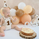 Beary first birthday in suffolk studio